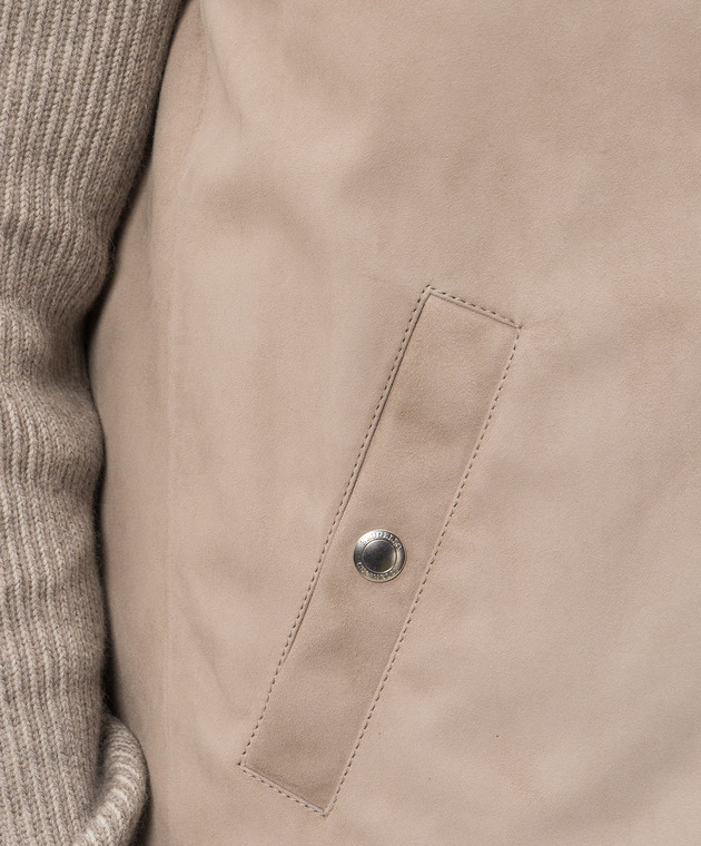 Brunello Cucinelli Бежевый пуховый жилет из нубука MPCLF2047 изображение 5
