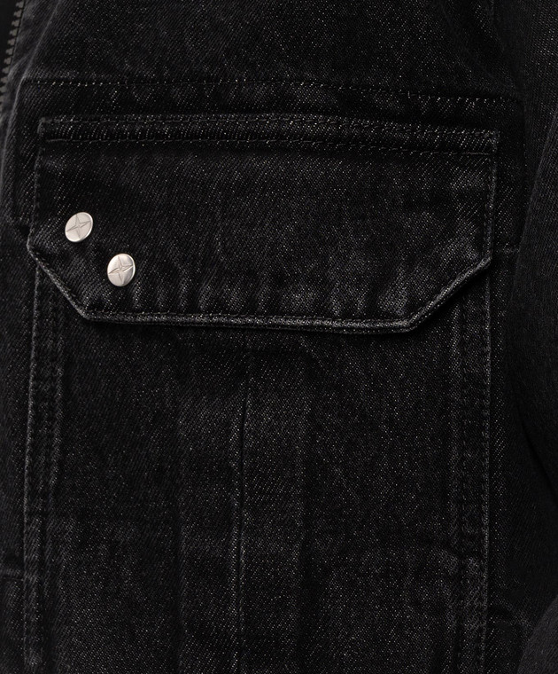 Stone Island Чорна джинсова куртка в стилі сорочки L2S141200002S0J32 зображення 5