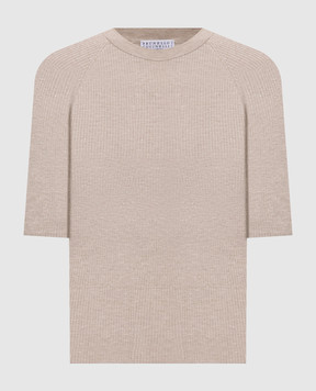 Brunello Cucinelli Бежевый топ с кашемиром с люрексом M9A822200