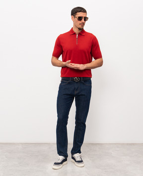 Stefano Ricci Чевоне поло з шовком та шкірою крокодила K616440Z35F26109