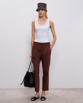 Brunello Cucinelli Білий топ в рубчик MG902BW710