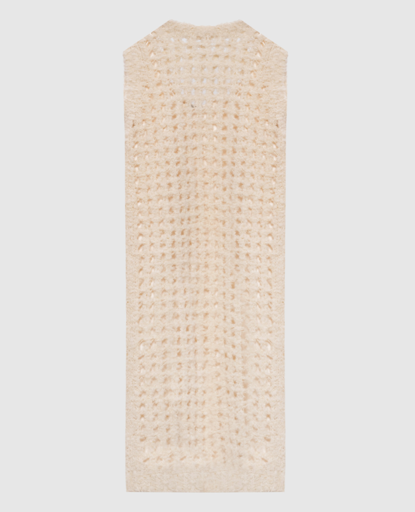 Бежевое ажурное платье миди с шерстью альпаки