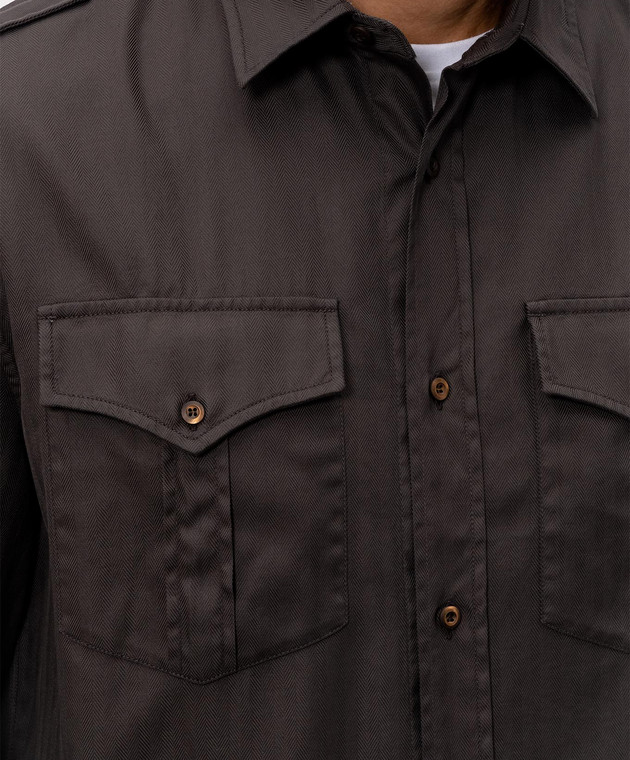 Brunello Cucinelli Коричнева сорочка у візерунок MD6973059 зображення 5