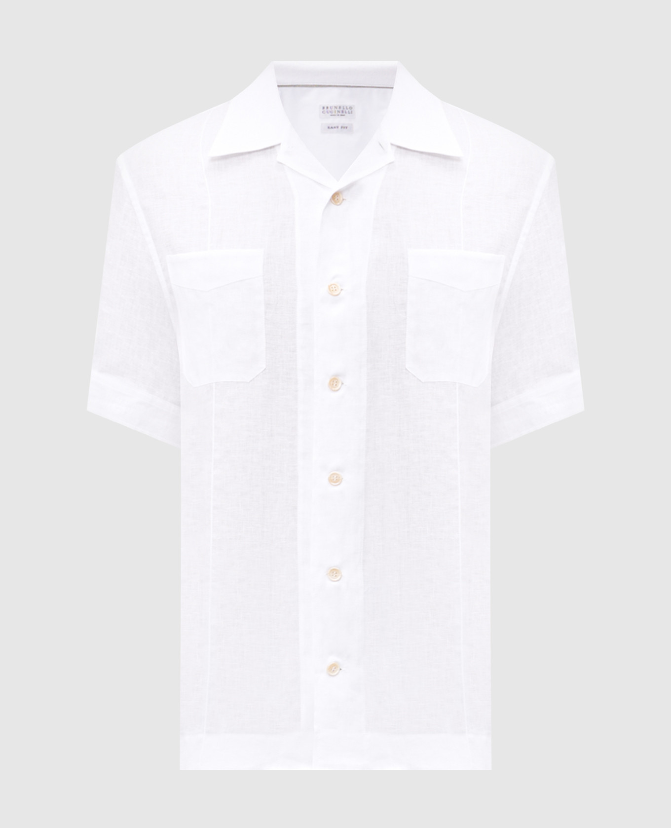 Серая рубашка из льна с короткими рукавами