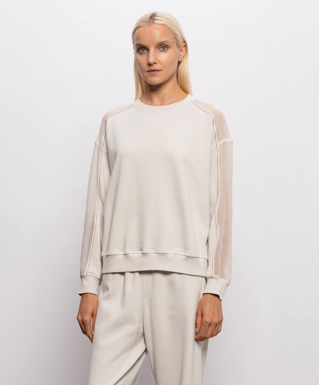 Brunello Cucinelli Свитшот цвета айвори с цепочкой мониль MN05NB2R00 изображение 3