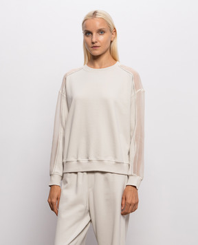 Brunello Cucinelli Свитшот цвета айвори с цепочкой мониль MN05NB2R00