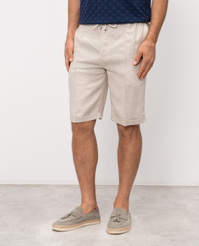 Doriani Cashmere Бежевые шорты из льна с отворотами P211F15T18850210