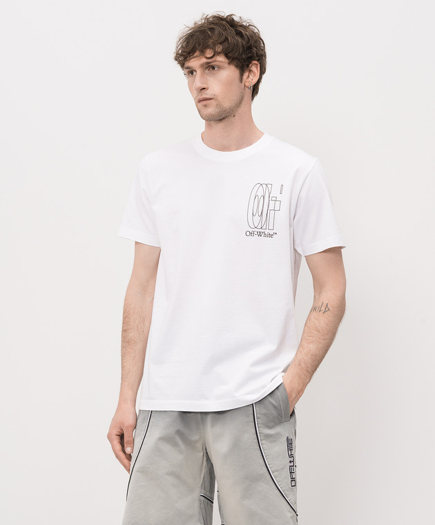Off-White Белая футболка с принтом эмблемы Double Arrow 44MAA027S26J003 изображение 3