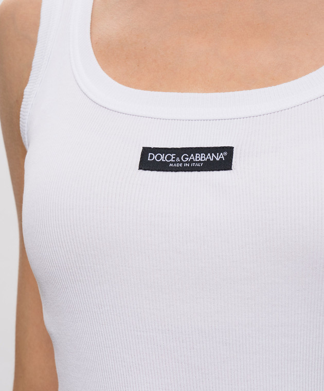 Dolce&Gabbana Біла майка в рубчик F8W51TFU7AV зображення 5