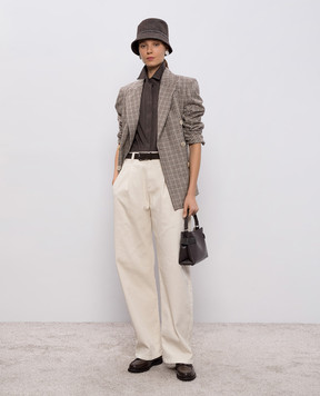 Brunello Cucinelli Коричнева  сорочка без рукавів з ланцюжком моніль M0091MA616