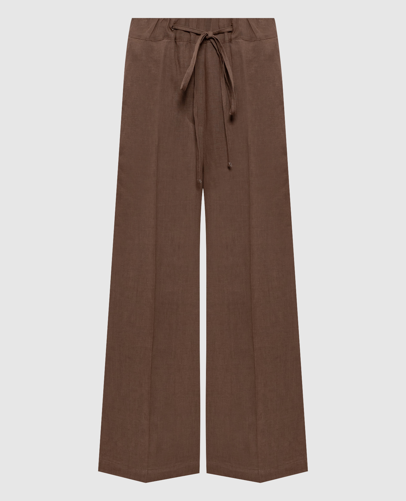 Коричневые брюки из льна