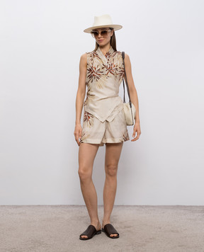 Brunello Cucinelli Бежевые шорты из шелка MQ967RH299