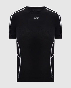 Off-White Черная футболка с контрастным логотипом 2VA04BC99KNI001