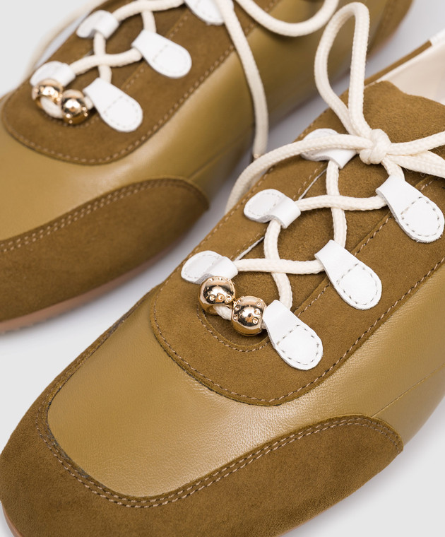 Babe Pay Pls Шкіряні кросівки кольору хакі з намистинами NICKY зображення 5