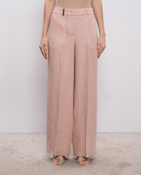 Peserico Рожеві штани з льону з ланцюжком A0404002606