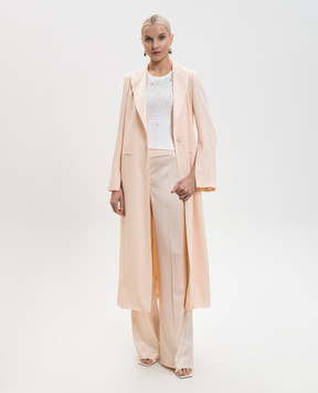 Twinset Бежевое пальто с логотипом 261TP2422