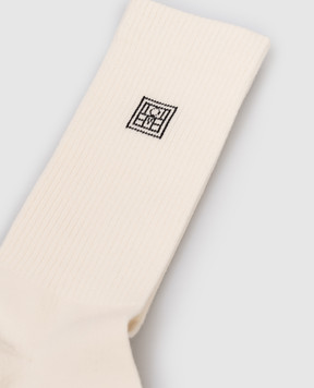 Toteme Набір бежевих шкарпеток з монограмою 241WSG1579YA0049