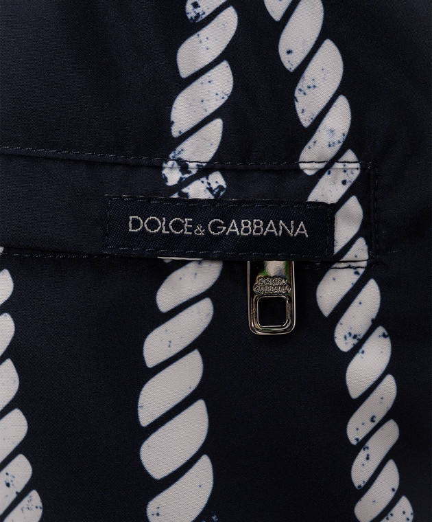 Dolce&Gabbana Темно-сині шорти для плавання в брендовий принт M4E45TFPSIW зображення 4