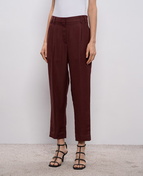 Brunello Cucinelli Бордовые брюки с льном MH126P8292