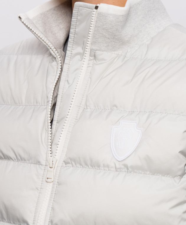 Brunello Cucinelli Сірий пуховий жилет з нашивкою емблеми MD5983306 зображення 5