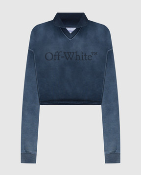 Off-White Синій світшот-поло з логотипом 2BA07BF25FLE004