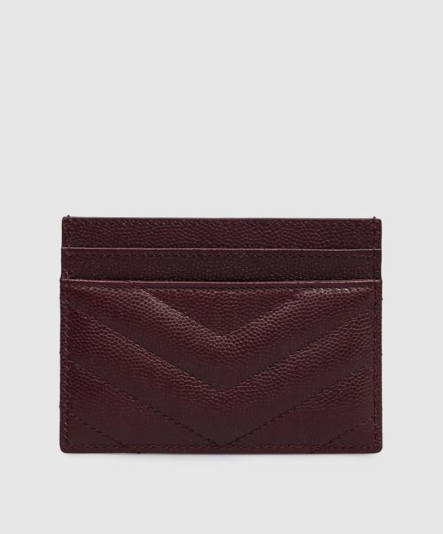 Saint Laurent Бордовый кожаный картхолдер с металлической эмблемой Cassandre 843886AAGY5 изображение 2