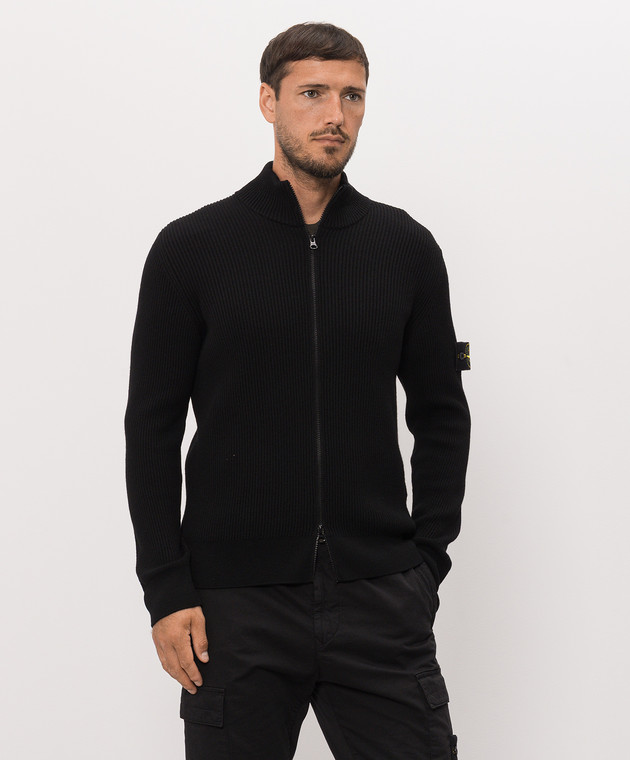 Stone Island Чорний кардиган з вовни L2S155100017S00C2 зображення 3