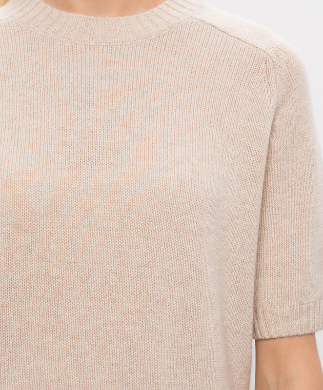 Allude Бежевий светр з короткими рукавами з кашеміру 26511152 зображення 5