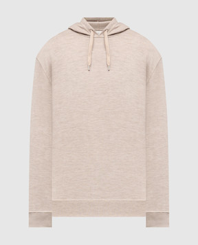 Brunello Cucinelli Бежеве меланжеве худі з кашеміру та шовку MM8359021G