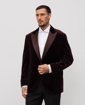 Brunello Cucinelli Бордовий оксамитовий смокінг в клітинку MV432GS03