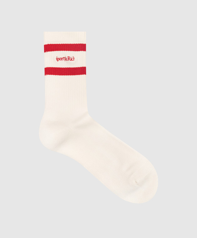Sporty & Rich Носки цвета айвори с вышивкой логотипа AC02685300WH112