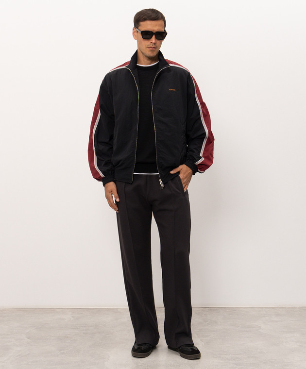 Versace Черная спортивная куртка с вышивкой логотипа 10254681A17589 изображение 2