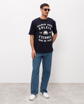 Balmain Синя футболка з принтом GH0EG000GF57
