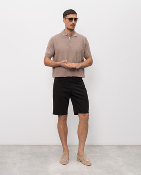 Stefano Ricci Чорні шорти з вишивкою монограми логотипа M8T6100080TFANT