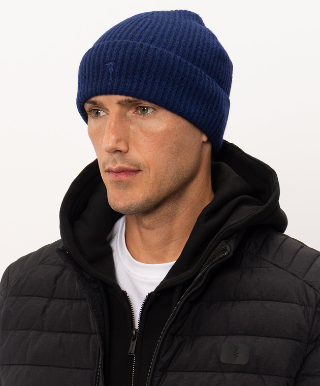 Trussardi Синя шапка з вовни з вишивкою емблеми E601C000001NXHK01K99 зображення 2