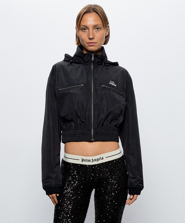 Palm Angels Чорна укорочена вітровка PAWEB002FB001 зображення 3