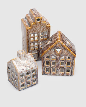 Bloomingville Набір керамічних свічників будиночків 82061871