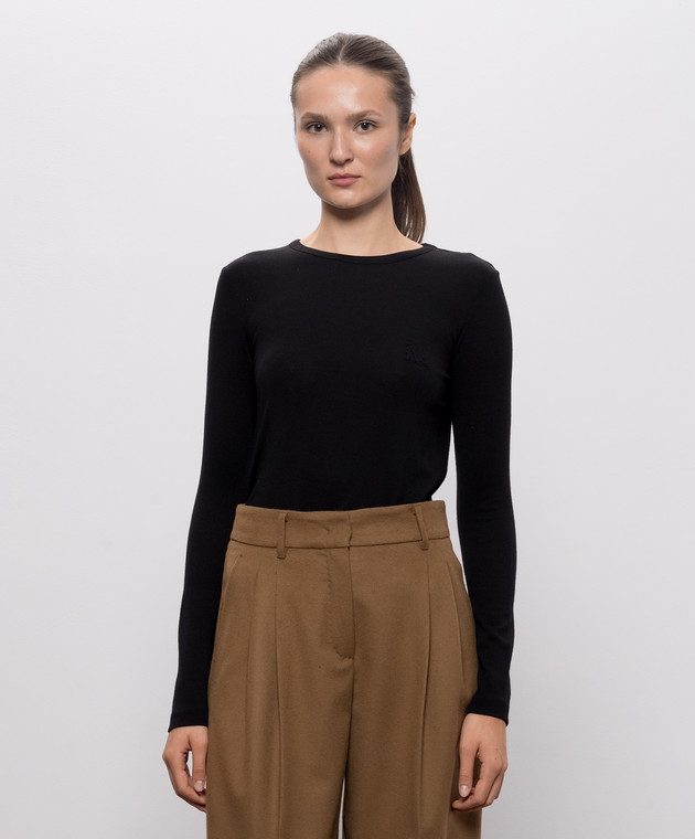 Max Mara Черный лонгслив VICINI из шерсти MXMVICINI изображение 3