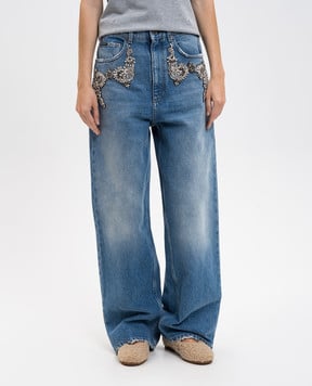Dolce&Gabbana Синие джинсы с кристаллами FTDDHZG8OD1