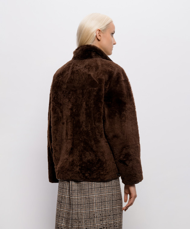 Brunello Cucinelli Коричнева двостороння куртка з хутром MPMBP7225 зображення 5