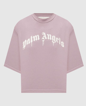 Palm Angels Фіолетова футболка з принтом логотипа PWAA079S26JER004