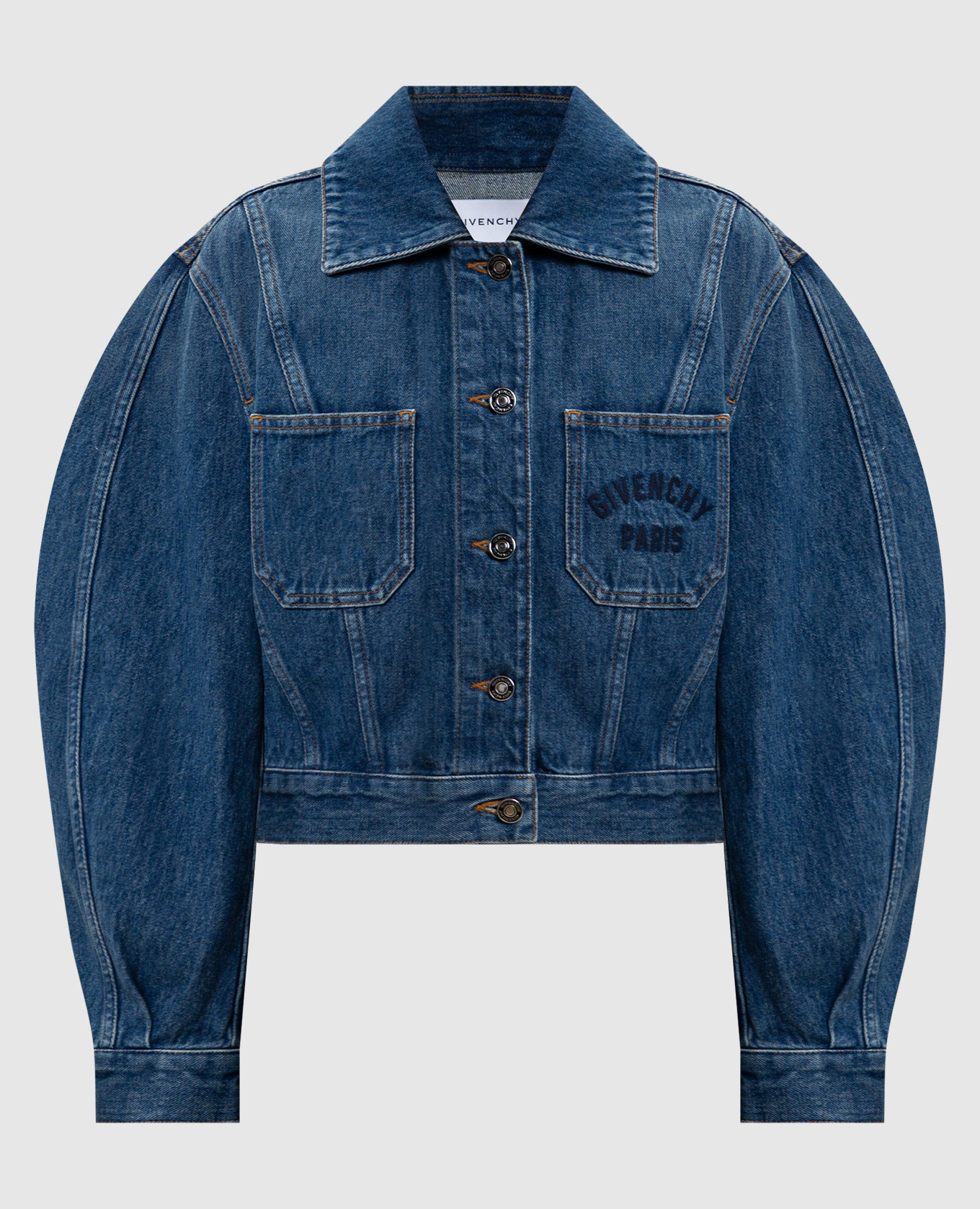 Синяя джинсовая куртка с вышивкой логотипа