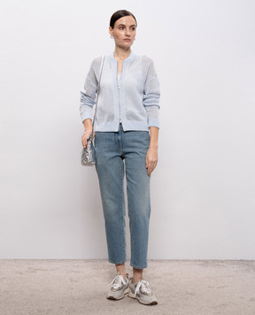 Peserico Блакитний ажурний кардиган з паєтками A99033F129234R