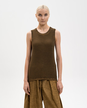 UMA WANG Коричневий топ з вінтажним ефектом UP1030