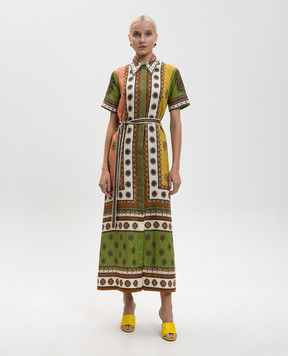 Alemais Зеленое платье-рубашка Contina из льна 6535D