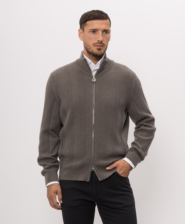 Stefano Ricci Кардиган из кашемира цвета хаки K606430R30F26317 изображение 3
