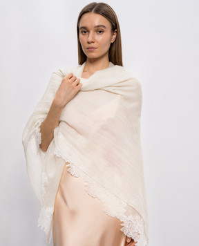 Ermanno Scervino Белый палантин из кашемира с кружевом D485R307APQBV