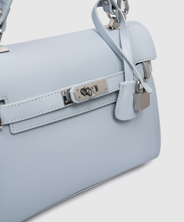 Gianni Notaro Голубая кожаная сумка-сетчел SAFFIANO 099SAFFIANONIKEL изображение 4