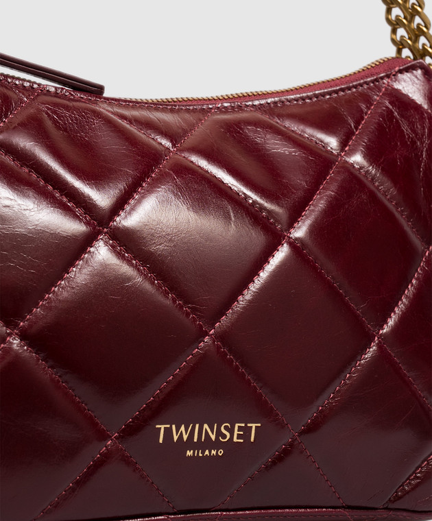 Twinset Бордовая кожаная глянцевая сумка Liliane 262TD8151 изображение 4