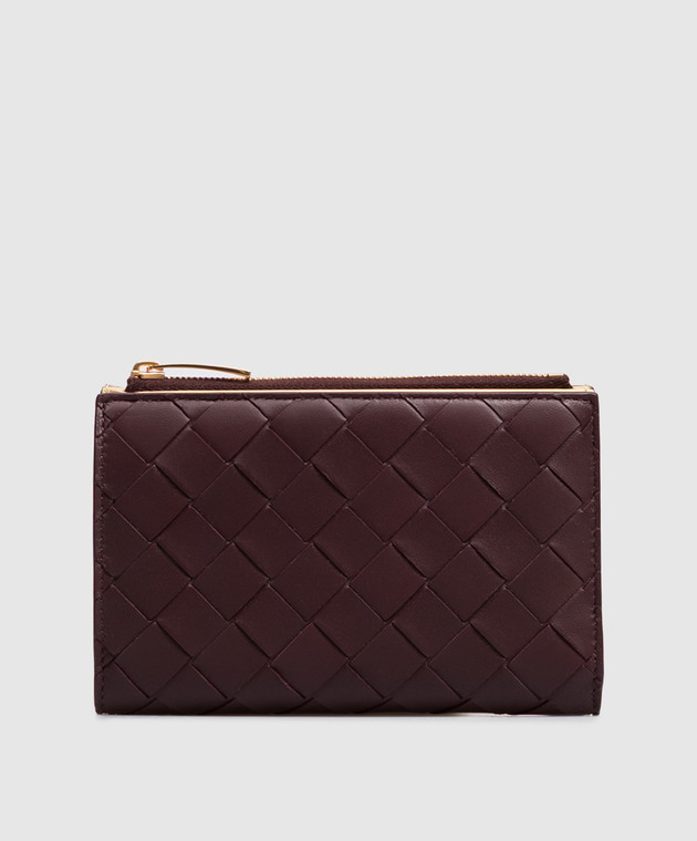 Bottega Veneta Бордовый кожаный портмоне Intrecciato 749940VCPP6